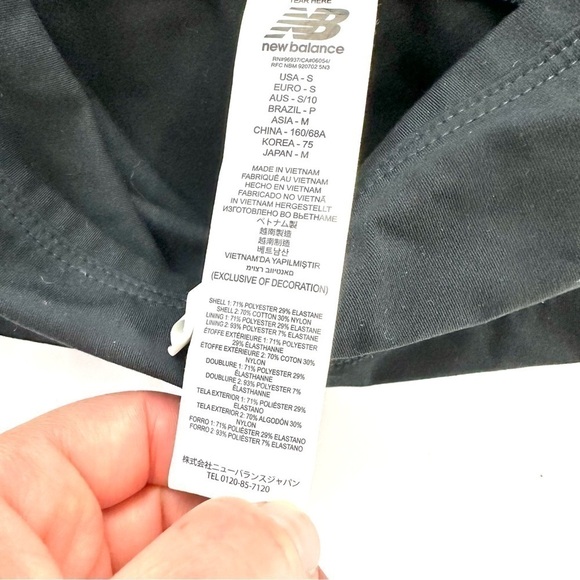 New Balance Women’s S Black Ribbed Sides W/ Stripe Running Ankle Active Leggings - Picture 9 of 13